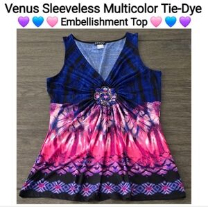 VENUS Multicolor Tie-Dye Embellished Tank Top, Size L